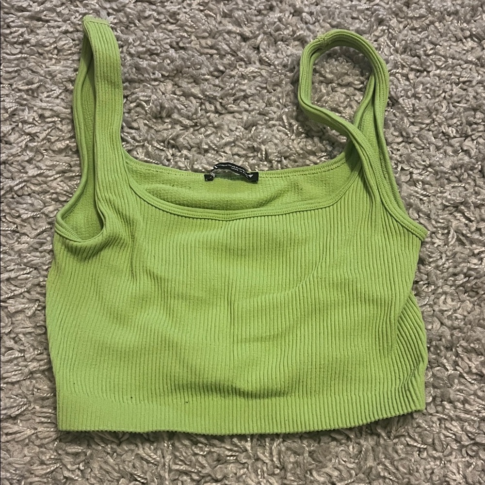 Zara Lime Green Ribbed Crop Top